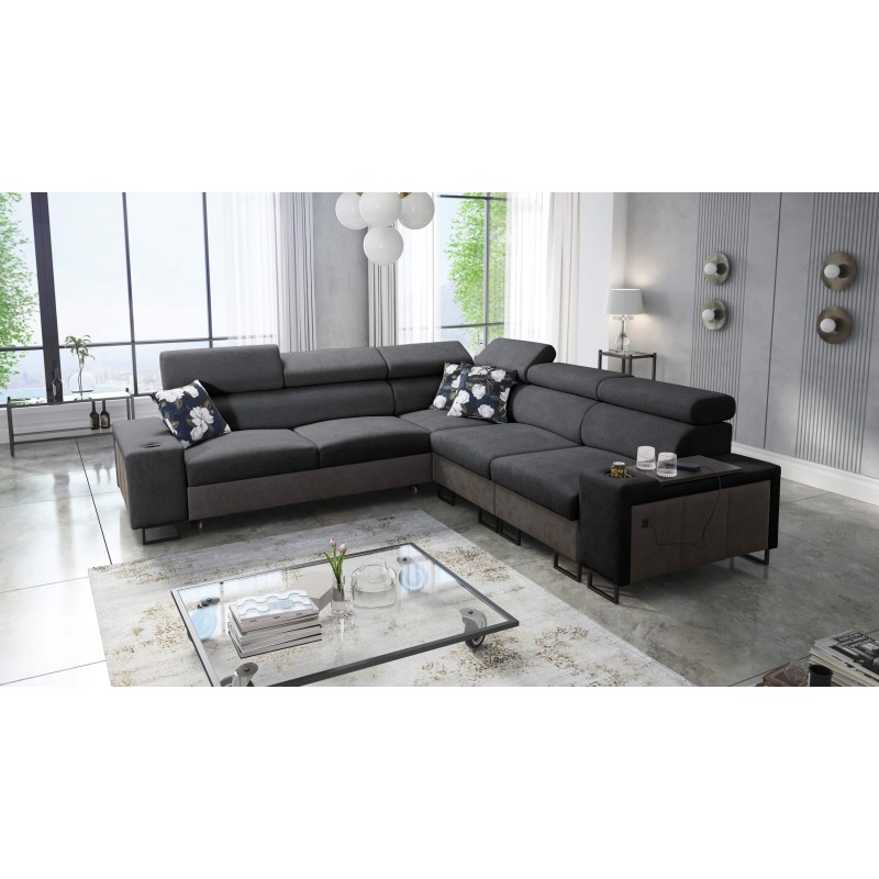 Prestige III corner sofa with sleeping function and USB port - Soft to the touch, Freya 210.24 + Tauro 8207 Prestige III corner sofa with sleeping function and USB port - Soft to the touch, Freya 210.24 + Tauro 8207