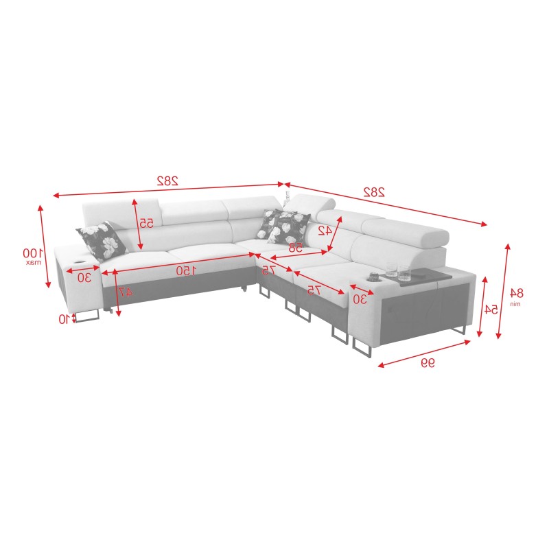 Prestige III Corner Sofa with Sleeping Function and USB Port - Soft to the Touch, Freya 210.23 + Tauro 8207 Prestige III Corner Sofa with Sleeping Function and USB Port - Soft to the Touch, Freya 210.23 + Tauro 8207