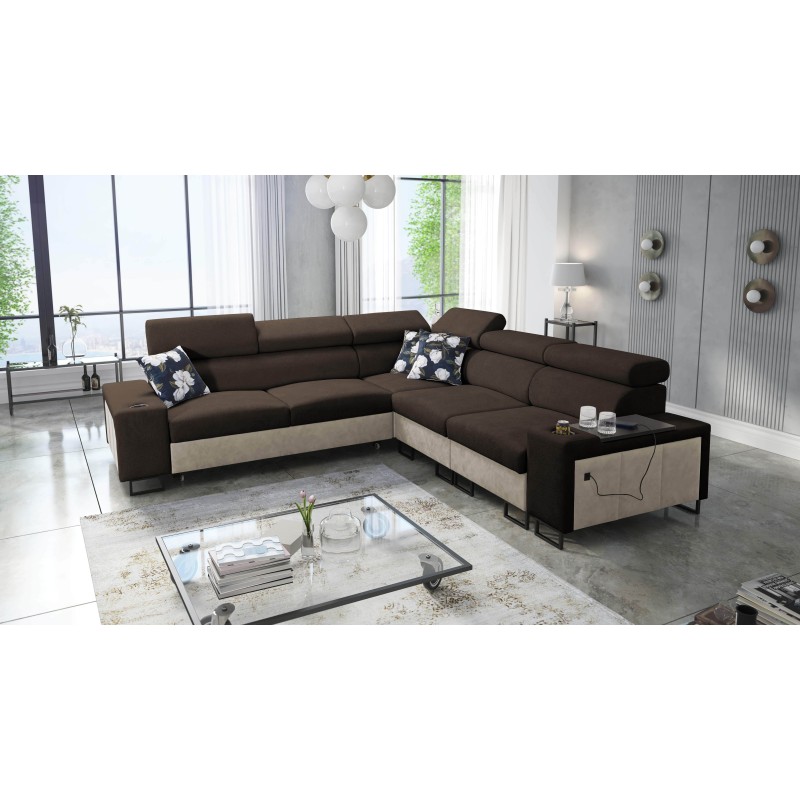 Prestige III Corner Sofa with Sleeping Function and USB Port - Soft to the Touch, Freya 210.08 + Tauro 8203 Prestige III Corner Sofa with Sleeping Function and USB Port - Soft to the Touch, Freya 210.08 + Tauro 8203