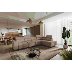 Exclusive Verona XI Corner Sofa with Sleeping Function in Velvet Fabric, Vena 14 | Your Perfect Furniture