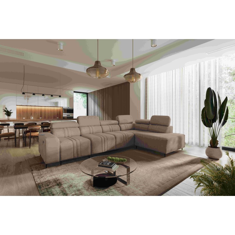 Exclusive Verona XI Corner Sofa with Sleeping Function in Velvet Fabric, Vena 14 | Your Perfect Furniture Exclusive Verona XI Corner Sofa with Sleeping Function in Velvet Fabric, Vena 14 | Your Perfect Furniture