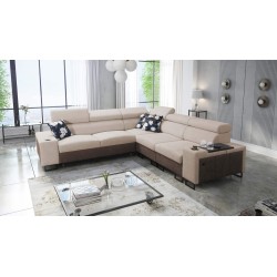 Prestige III corner sofa with sleeping function and USB port - Soft to the touch, Freya 210.04 + Tauro 8202