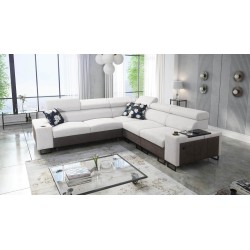 Prestige III corner sofa with sleeping function and USB port - Soft to the touch, Freya 210.18 + Tauro 8207