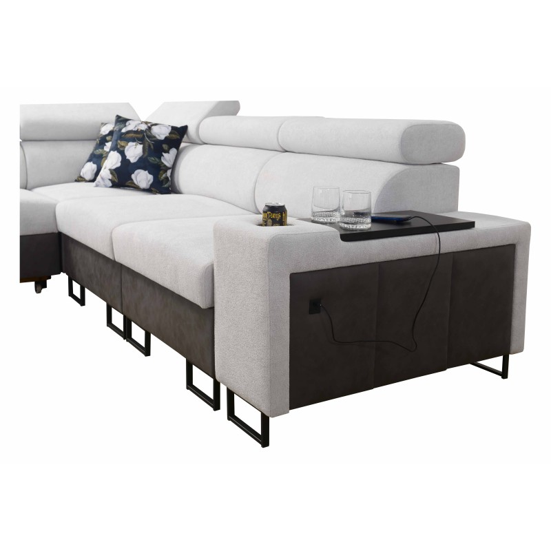 Narożnik Prestige III z funkcją spania i portem usb tkanina Freya 210.18 + Tauro 8207 Narożnik Prestige III z funkcją spania i portem usb tkanina Freya 210.18 + Tauro 8207