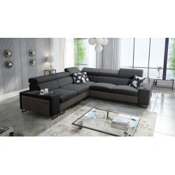 Prestige III corner sofa with sleeping function and USB port - Soft to the touch, Freya 210.24 + Tauro 8207