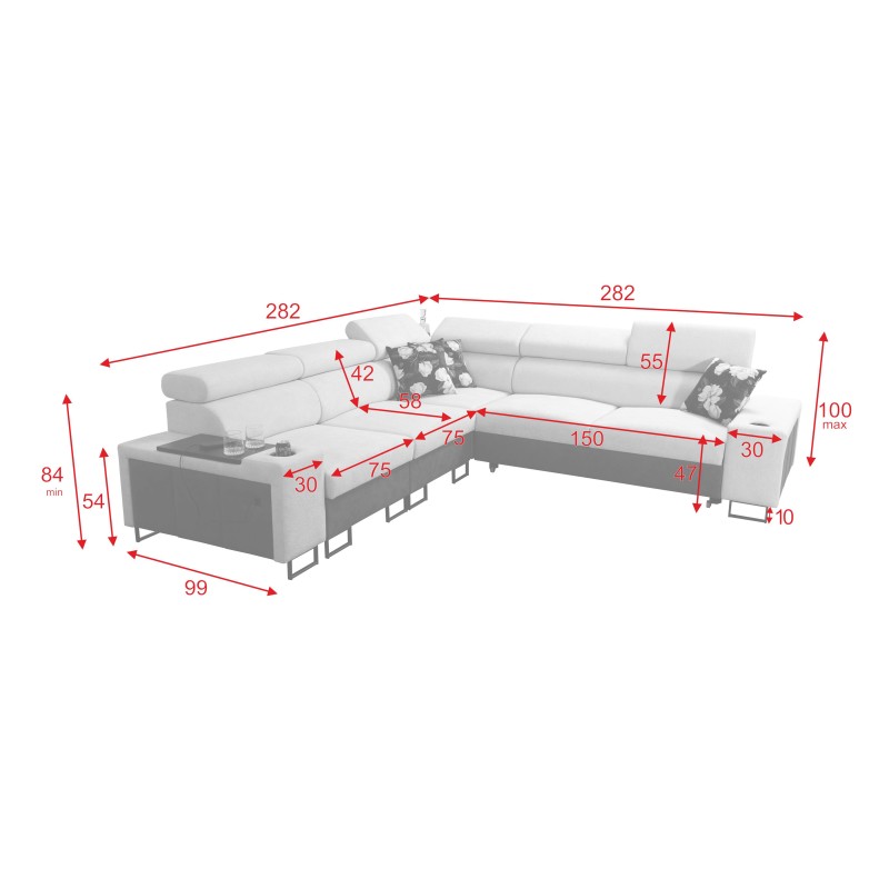 Prestige III Corner Sofa with Sleeping Function and USB Port - Soft to the Touch, Freya 210.23 + Tauro 8207 Prestige III Corner Sofa with Sleeping Function and USB Port - Soft to the Touch, Freya 210.23 + Tauro 8207