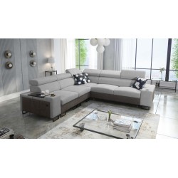 Prestige III Corner Sofa with Sleeping Function and USB Port - Soft to the Touch, Freya 210.20 + Tauro 8207