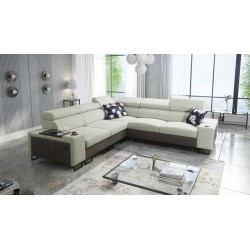 Prestige III corner sofa with sleeping function and USB port - Soft to the touch, Freya 210.11 + Tauro 8207