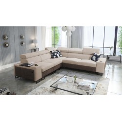 Prestige III corner sofa with sleeping function and USB port - Soft to the touch, Freya 210.04 + Tauro 8202