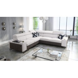 Prestige III corner sofa with sleeping function and USB port - Soft to the touch, Freya 210.18 + Tauro 8207
