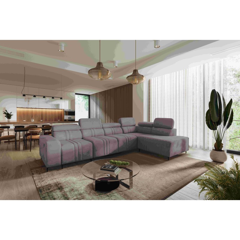 Exclusive Verona XI Corner Sofa with Sleeping Function in Velvet Fabric, Vena 8 | Your Ideal Furniture Exclusive Verona XI Corner Sofa with Sleeping Function in Velvet Fabric, Vena 8 | Your Ideal Furniture