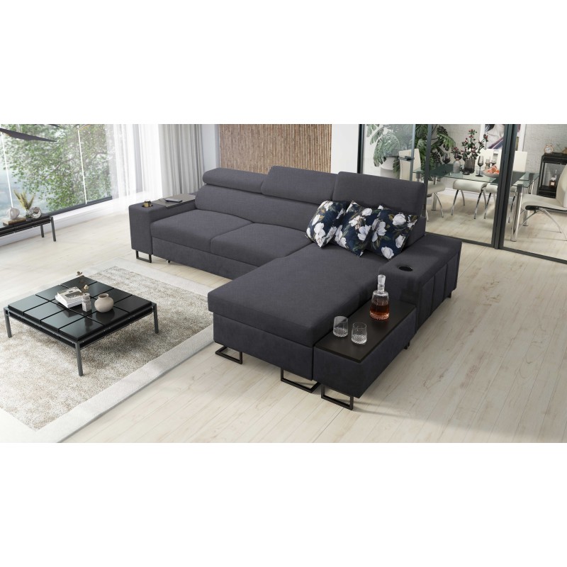 Prestige I Maxi corner sofa with a sleeping function and USB port - Plecionka, Sawana 96