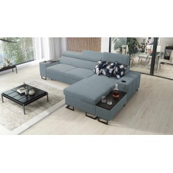 Prestige I Maxi corner sofa with sleeping function and USB port - Woven Fabric, Sawana 72