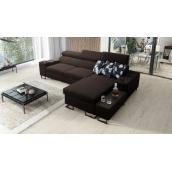 Prestige I Maxi corner sofa with sleeping function and USB port - Plecionka, Sawana 26
