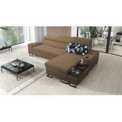 Prestige I Maxi corner sofa with sleeping function and USB port - Plecionka, Sawana 25