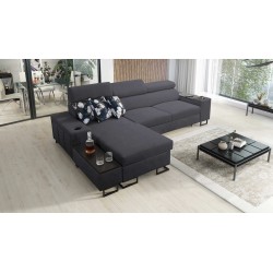 Prestige I Maxi corner sofa with a sleeping function and USB port - Plecionka, Sawana 96