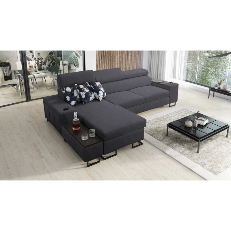 Prestige I Maxi corner sofa with a sleeping function and USB port - Plecionka, Sawana 96