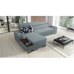 Prestige I Maxi corner sofa with sleeping function and USB port - Woven Fabric, Sawana 72