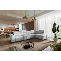 Exclusive Verona XI Corner Sofa with Sleeping Function in Velvet Fabric, Vena 3 | Your Ideal Furniture