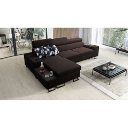 Prestige I Maxi corner sofa with sleeping function and USB port - Plecionka, Sawana 26