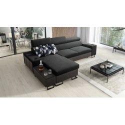 Prestige I Maxi corner sofa with a sleeping function and USB port - Soft to the touch, Freya 210.24 + Tauro 8207