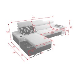 Corner Sofa Prestige I Maxi with a sleeping function and USB port - Soft to the touch, Freya 210.04 + Tauro 8203 Corner Sofa Prestige I Maxi with a sleeping function and USB port - Soft to the touch, Freya 210.04 + Tauro 8203