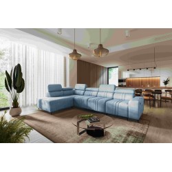 Exclusive Verona XI Corner Sofa with Sleeping Function in Velvet Fabric, Vena 6 | Your Ideal Furniture