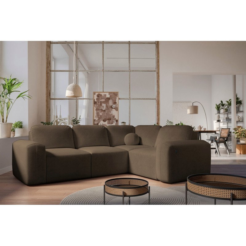 Monaco II corner sofa with sleeping function in Velour fabric, Velo 625 - elegance and functionality in one Monaco II corner sofa with sleeping function in Velour fabric, Velo 625 - elegance and functionality in one