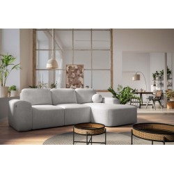 Elegant Monaco I corner sofa with sleeping function, upholstered in Velvet fabric, Velo 632.