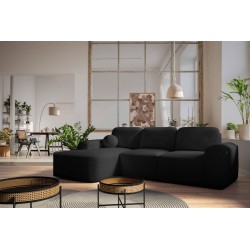 Elegant Monaco I Corner Sofa with Sleeping Function, Upholstered in Velvet Fabric, Velo 637