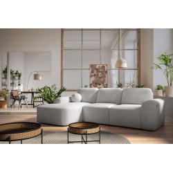 Elegant Monaco I corner sofa with sleeping function, upholstered in Velvet fabric, Velo 632.