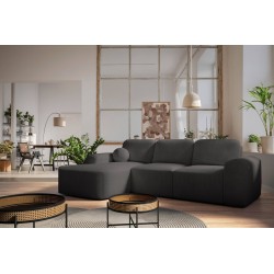 Elegant Monaco I Corner Sofa with Sleeping Function, Upholstered in Velvet Fabric, Velo 635