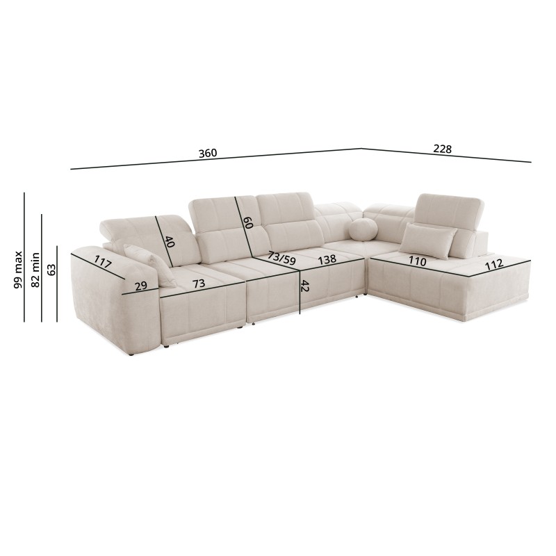 Naroznik Luxor XI z funkcją spania tkanina Wind 02 Naroznik Luxor XI z funkcją spania tkanina Wind 02