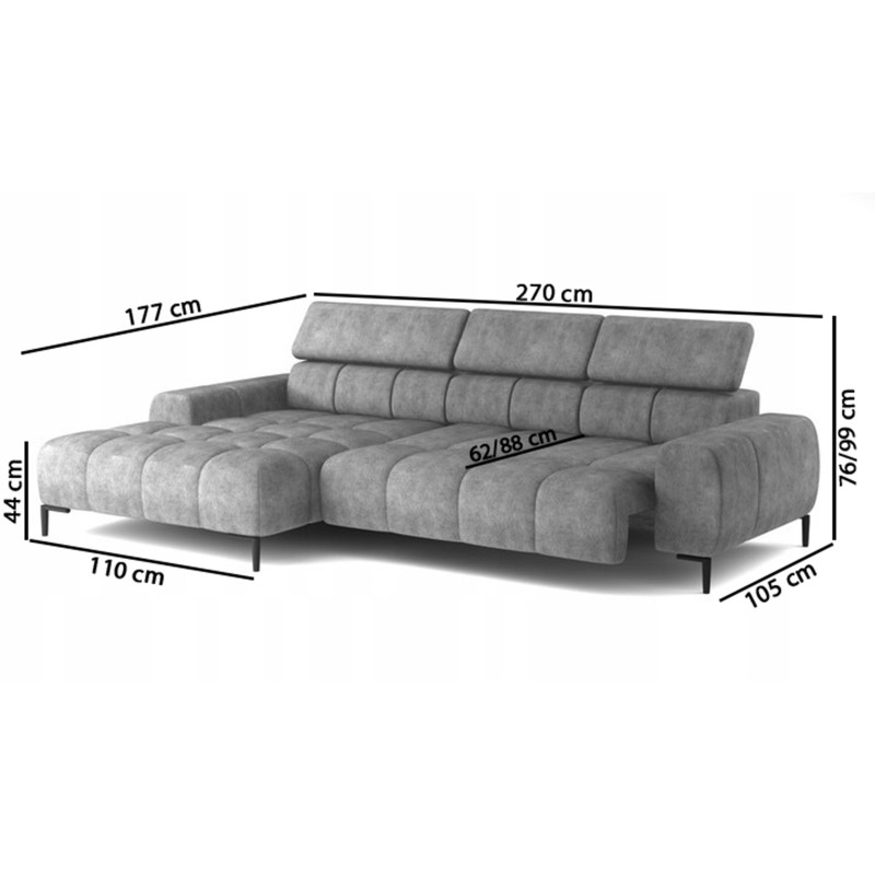 Narożnik PLAZA Mini wolnostojący Prawostronny Monolith 85