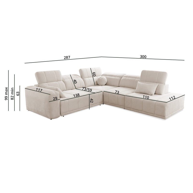 Narożnik Luxor IX z funkcją spania tkanina Wind 05 Narożnik Luxor IX z funkcją spania tkanina Wind 05