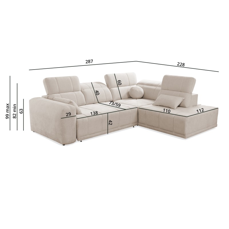 Narożnik Luxor VII z funkcją spania tkanina Wind 90 Narożnik Luxor VII z funkcją spania tkanina Wind 90