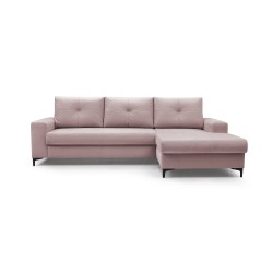 Narożnik AVRA, funkcja spania, pojemnik, prawa strona, 251x165x85 cm, kolor: PUDROWY RÓŻ Narożnik AVRA, funkcja spania, pojemnik, prawa strona, 251x165x85 cm, kolor: PUDROWY RÓŻ