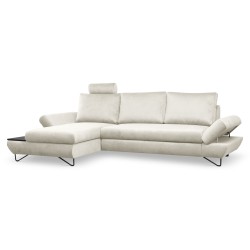 Narożnik LOFT z funkcją spania, regulowane zagłówki i podłokietniki, lewy, 284x96–166x89–104 cm, kolor jesion