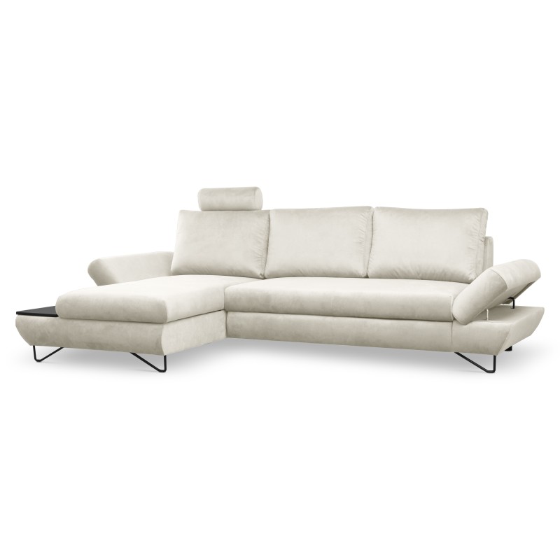 Narożnik LOFT z funkcją spania, regulowane zagłówki i podłokietniki, lewy, 284x96–166x89–104 cm, kolor jesion