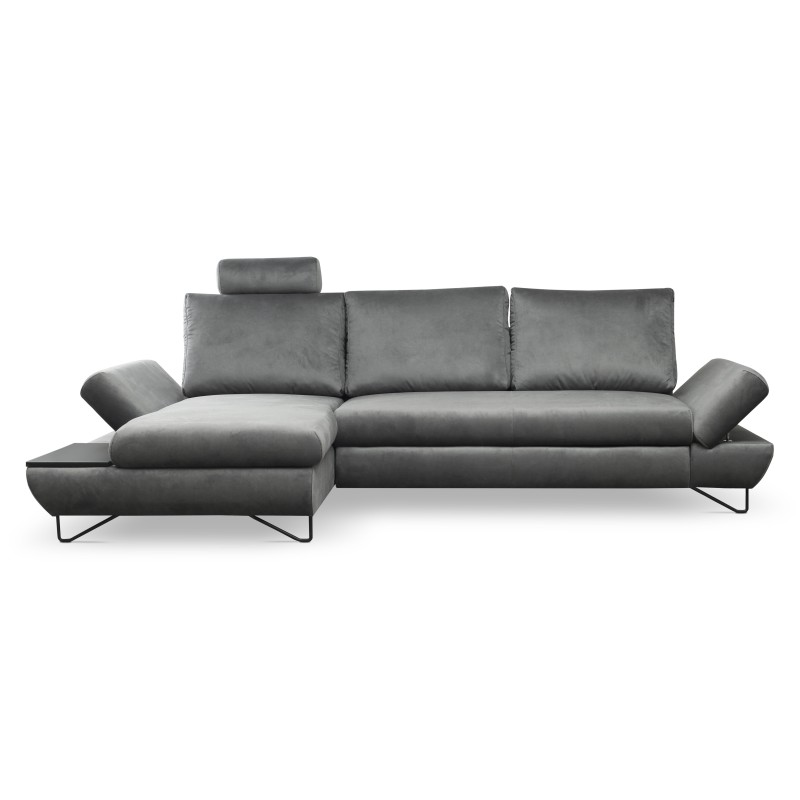 Narożnik LOFT z funkcją spania, regulowane zagłówki i podłokietniki, lewy, 284x96–166x89–104 cm, kolor ciemnoszary Narożnik LOFT z funkcją spania, regulowane zagłówki i podłokietniki, lewy, 284x96–166x89–104 cm, kolor ciemnoszary