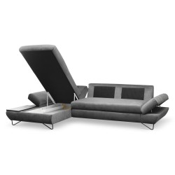 Narożnik LOFT z funkcją spania, regulowane zagłówki i podłokietniki, lewy, 284x96–166x89–104 cm, kolor ciemnoszary Narożnik LOFT z funkcją spania, regulowane zagłówki i podłokietniki, lewy, 284x96–166x89–104 cm, kolor ciemnoszary