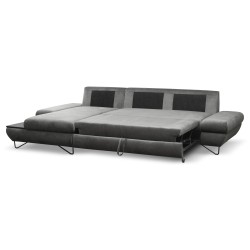 Narożnik LOFT z funkcją spania, regulowane zagłówki i podłokietniki, lewy, 284x96–166x89–104 cm, kolor ciemnoszary Narożnik LOFT z funkcją spania, regulowane zagłówki i podłokietniki, lewy, 284x96–166x89–104 cm, kolor ciemnoszary