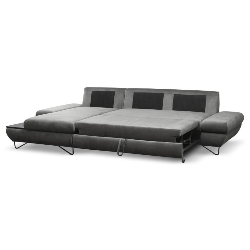 Narożnik LOFT z funkcją spania, regulowane zagłówki i podłokietniki, lewy, 284x96–166x89–104 cm, kolor ciemnoszary Narożnik LOFT z funkcją spania, regulowane zagłówki i podłokietniki, lewy, 284x96–166x89–104 cm, kolor ciemnoszary