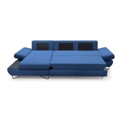 Narożnik LOFT z funkcją spania, regulowane zagłówki i podłokietniki, lewy, 284x96–166x89–104 cm, kolor niebieski Narożnik LOFT z funkcją spania, regulowane zagłówki i podłokietniki, lewy, 284x96–166x89–104 cm, kolor niebieski