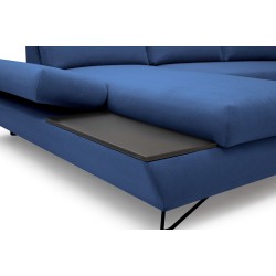 Narożnik LOFT z funkcją spania, regulowane zagłówki i podłokietniki, lewy, 284x96–166x89–104 cm, kolor niebieski Narożnik LOFT z funkcją spania, regulowane zagłówki i podłokietniki, lewy, 284x96–166x89–104 cm, kolor niebieski
