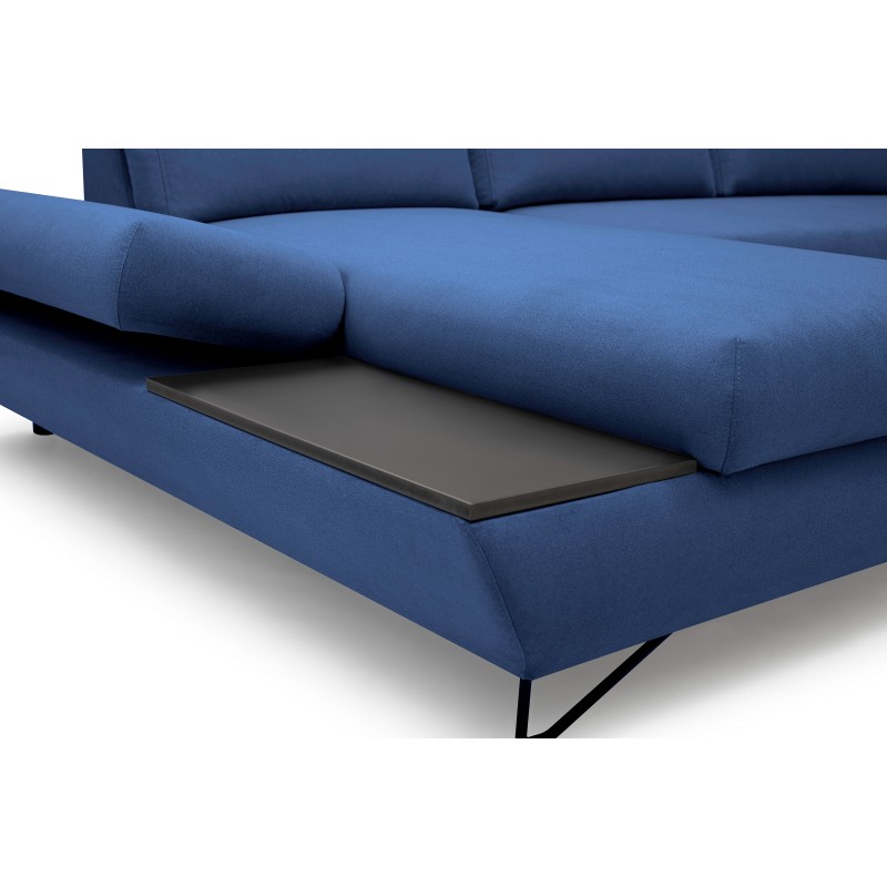 Narożnik LOFT z funkcją spania, regulowane zagłówki i podłokietniki, lewy, 284x96–166x89–104 cm, kolor niebieski Narożnik LOFT z funkcją spania, regulowane zagłówki i podłokietniki, lewy, 284x96–166x89–104 cm, kolor niebieski