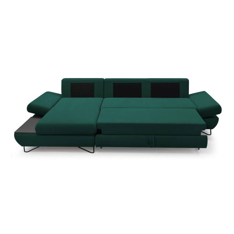 Narożnik LOFT z funkcją spania, regulowane zagłówki i podłokietniki, lewy, 284x96–166x89–104 cm, kolor zielony Narożnik LOFT z funkcją spania, regulowane zagłówki i podłokietniki, lewy, 284x96–166x89–104 cm, kolor zielony