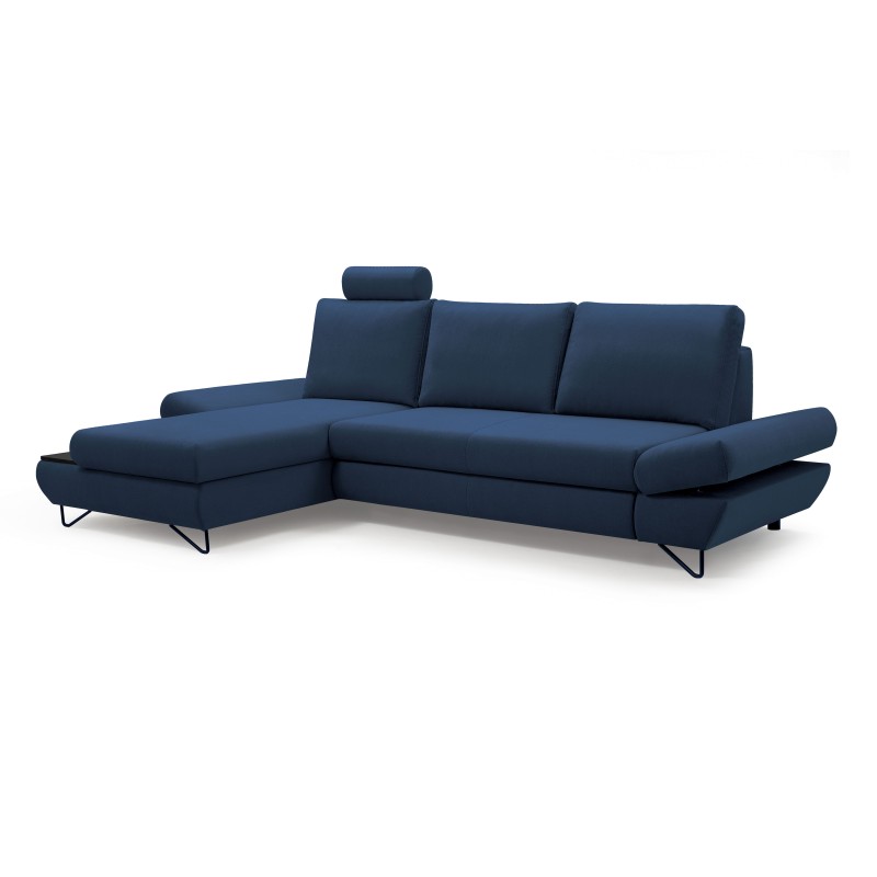 Narożnik LOFT z funkcją spania, regulowane zagłówki i podłokietniki, lewy, 284x96–166x89–104 cm, kolor morski Narożnik LOFT z funkcją spania, regulowane zagłówki i podłokietniki, lewy, 284x96–166x89–104 cm, kolor morski