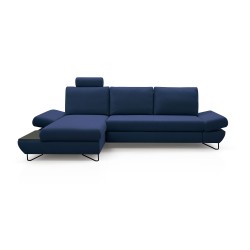 Narożnik LOFT z funkcją spania, regulowane zagłówki i podłokietniki, lewy, 284x96–166x89–104 cm, kolor morski Narożnik LOFT z funkcją spania, regulowane zagłówki i podłokietniki, lewy, 284x96–166x89–104 cm, kolor morski