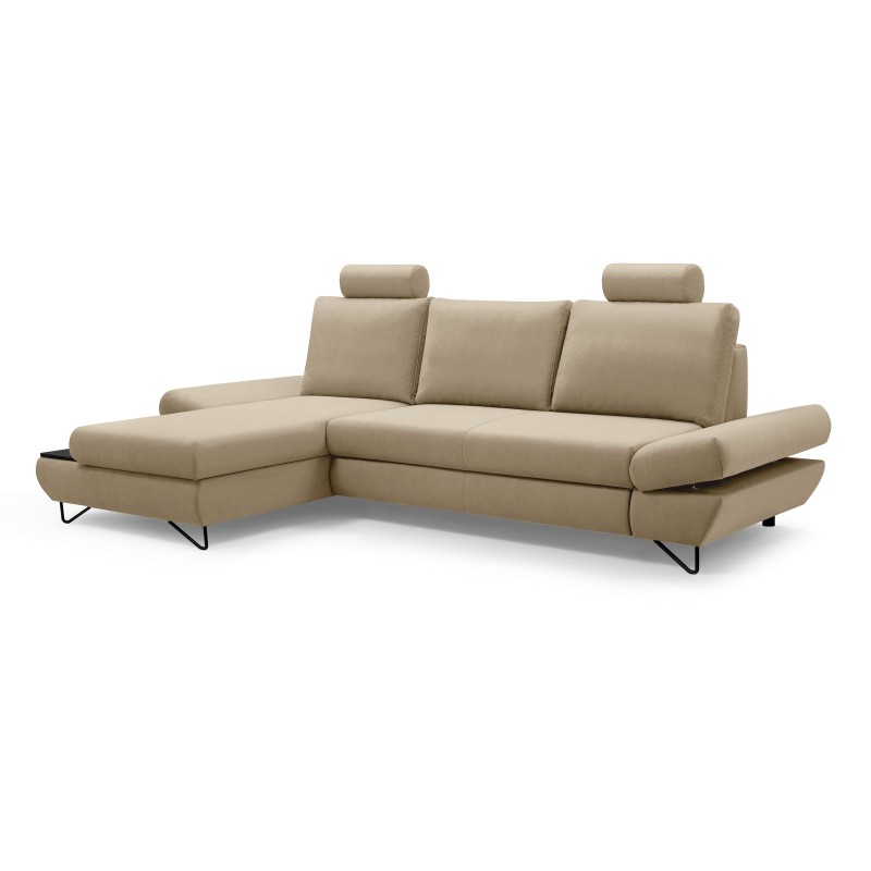 Narożnik LOFT z funkcją spania, regulowane zagłówki i podłokietniki, lewy, 284x96–166x89–104 cm, kolor beżowy Narożnik LOFT z funkcją spania, regulowane zagłówki i podłokietniki, lewy, 284x96–166x89–104 cm, kolor beżowy